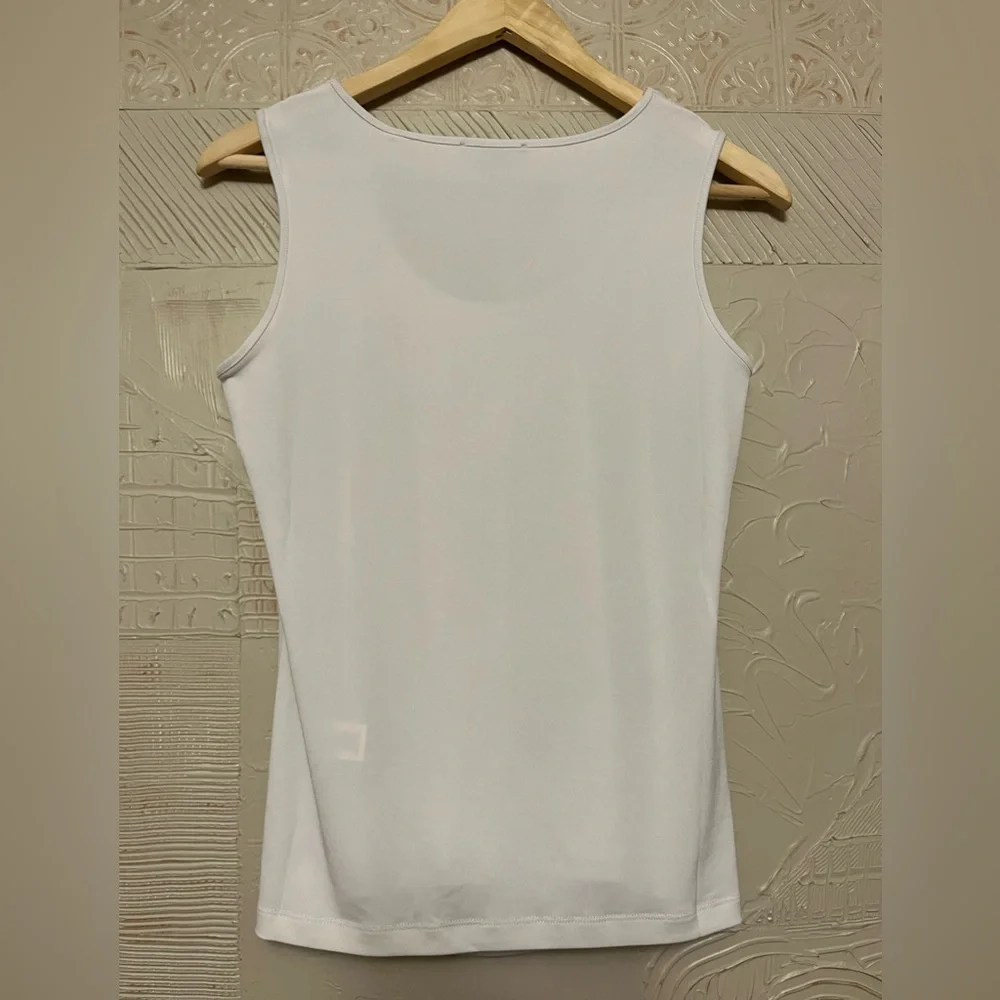 NWT light taupe TAHARI drape neck sleeveless shell, size small - Picture 5 of 6